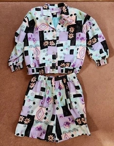 Abito Brenda Goode Petites taglia XL spallacci retrò giacca e pantaloncini floreale anni 90 - Foto 1 di 6
