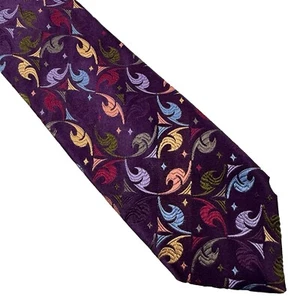 ALTEA Milano Silk Purple Abstract Colorful Atomic Mod Italy 3.25 X 59" - Picture 1 of 5