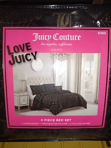 JUICY COUTURE 4 PIECE BED SET JUICY COUTURE DIAMOND COMFORTER SET KING SIZE NEW - Picture 1 of 8