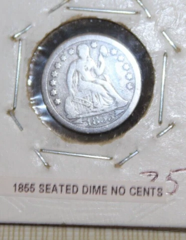 1855 Seated Dime (No Cents) - Worn Cover