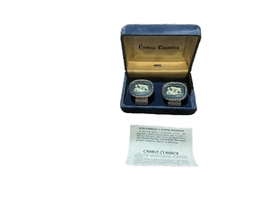 Vtg Swank Cameo Classics Nude w/ Bachus Silver Tone Mesh Wrap Around Cufflinks - Picture 1 of 4
