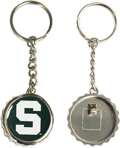 Michigan State Spartans Bottle Cap Metal Keychain with Bottle Opener - Picture 1 of 1