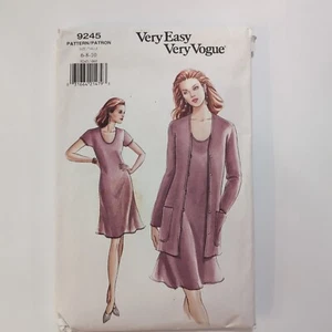 Very Easy Vogue Vogue 9245 Misses Jacket & Dress Sewing Pattern Size 6-8-10 - Picture 1 of 2