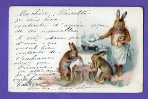 FRANKREICH Osterhase und Ei Vintage Postkarte gebraucht 97 - Bild 1 von 2