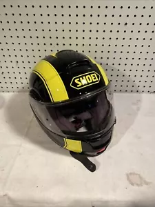 Shoei NeoTec Helmet Yellow Size L Dated 7/12 Retractable Sun Visor And Bag - Picture 1 of 16
