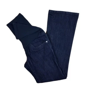 Indigo Blue Dark Wash Maternity Jeans Petite PXS Bootcut Full Panel - Picture 1 of 7