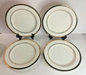 4 PLATOS LATERALES/ENSALADA DE PORCELANA CON ADORNOS DORADOS GRACE - Imagen 1 de 4