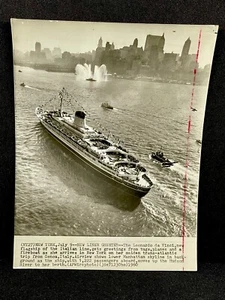 Vintage Schiff Presse Foto 1960 The Leonardo Da Vinci New York Manhattan Skyline - Bild 1 von 10