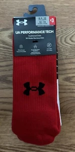 New! Mens Under Armour Performance Tech Cushioned Crews Socks Multi-Color 3 Pack - Picture 1 of 5