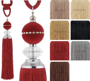 Quaste 38cm mit Kristalkugel Glitzersteine glänzend Schimmer Glas DEKO Kugel - Bild 1 von 8