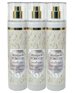 3 BATH & BODY WORKS ALWAYS & FOREVER FINE FRAGRANCE MIST BODY SPRAY 8 FL OZ NEW - Picture 1 of 3