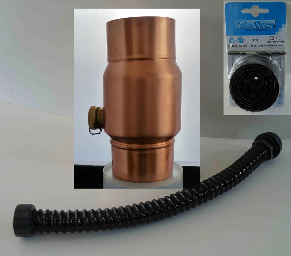 Rain collector titanium zinc, copper and stainless steel with barrel connection and hole drill - Image 1 of 2