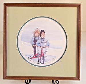 P Buckley Moss RED BIKE Signed Numbered 777/1000 Framed Print 1984 - Picture 1 of 9