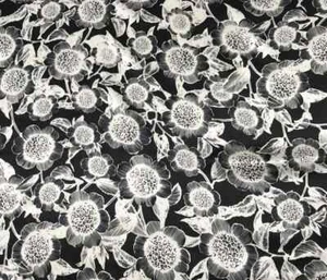 Black and White Flowers - Silk Charmeuse - Picture 1 of 2