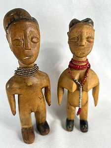 Vintage African Carved Wood Ewe Dolls Glass Beads FREE USA SHIP! - Bild 1 von 12