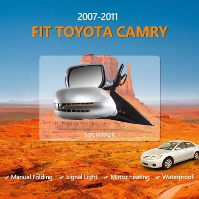 For 07-2011 Toyota Camry Side Mirrors Folding Pair Silver LED Side Mirror 5 Pins Foto 1 de 4