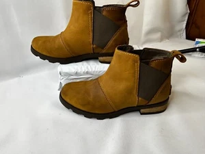 Sorel Emelie Chelsea Boots Womens 5 Brown Suede Leather Waterproof NL2671-286 - Picture 1 of 8