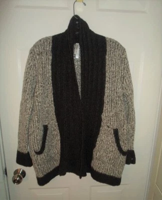  RVCA Sz Small STILL FREE WoolBlend Marled Gray Open-Style CARDIGAN Shawl Collar - Image 1 of 4