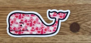 NEW Vineyard VINES Pink HEART VALENTINE Whale STICKER Laptop Car DECAL Rare! - Picture 1 of 2
