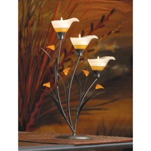 Amber Lilies Dark Metal Tealight Candle Holder - Picture 1 of 5