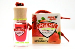 STRAWBERRY AROMA INSENTI Air Freshener HANGING new car PERFUME Glass Bottle Wood - Picture 1 of 1
