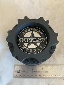 1- American Outlaw Matte Black Wheel Rim Hub Cover 2 Piece Center Cap BC-894 A B - Picture 1 of 4