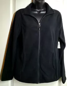 Essentials Women's Size M Full-Zip Long Sleeve Polar Soft Fleece Black Jacket - Picture 1 of 5