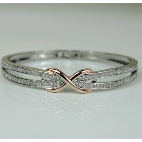 VALENTINO Bracciale Infinity Diamanti Simulati Tondo 4 Ct Placcato Oro 14K Bicolore