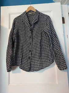 Flax linen Black White Lightweight Jacket Shirt Small Lagenlook - Picture 1 of 5
