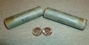 2 - BU/AU 1966 & 1967 Roosevelt Dimes From Vintage FRB Rolls - Picture 1 of 2