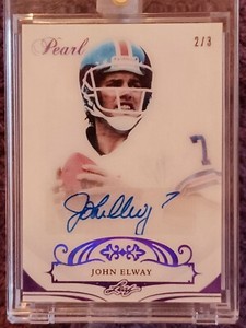 2018-19 John Elway Leaf Pearl Auto /3 Encased Denver Broncos HOF