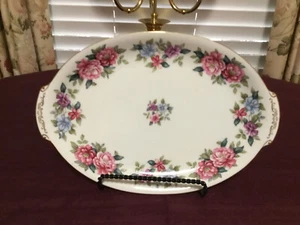 Vintage Sango Fine China of Japan Bouquet Pink Roses Oval Serving Platter 12 x 8 - Picture 1 of 6
