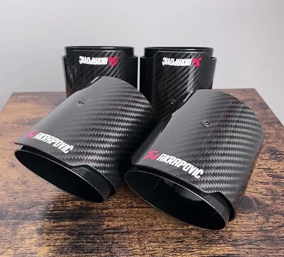 BMW M5 M5C F90 M8 F91 F92 F93 COMPETITION AKRAPOVIC CARBON 4" EXHAUST TIPS - Image 1 of 4