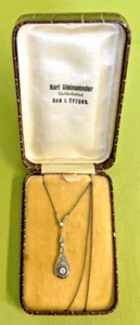Antiker Art Deco Goldschmuck Halskette Collier Anhänger 585er Gold mit Diamanten - Bild 1 von 21