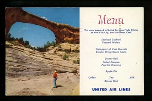 Menu postcard United Air Lines Natural Bridges National Monument Pk Utah UT NYC - Picture 1 of 2