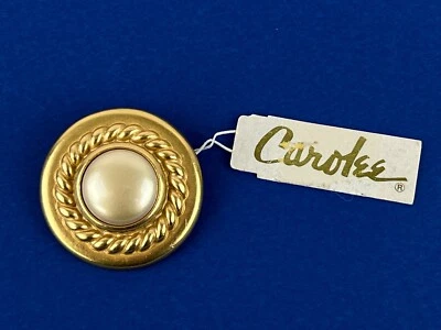 "Nuevo Broche CAROLEE Redondo 1.5"" Imitación Blanco Perla Mate Tono Dorado" Foto 1 de 4