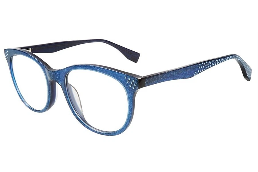 Marco de gafas de plástico redondo brillante azul Converse Q406 51-19-140 Foto 1 de 1