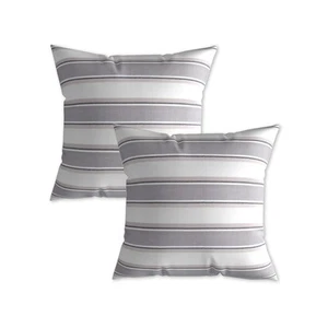 2 Piece Stripe Pillow Cases Soft Faux Linen Square Decorative Throw Cushion C... - Picture 1 of 6
