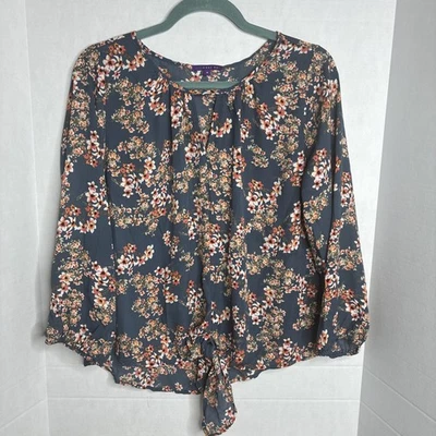 West Kei Women’s M Floral Round Neck Keyhole Long Sleeve Cottagecore Beachy - Image 1 of 4