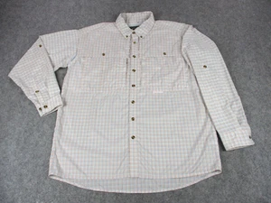 Drake Clothing Company Shirt Men Large Pink Beige Plaid Vented Back Mesh Fishing - Picture 1 of 11
