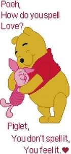PUNTADA DE CRUZ + PATRÓN ARTESANAL Winnie Pooh Piglet Love Is Quote Abrazo Corazón San Valentín - Imagen 1 de 18