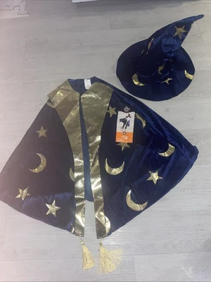 HYDE And EEK kids wizard hat and cape  Blue/gold one size fits most NEW - Image 1 of 4