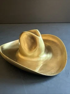 Vtg Gregorian Brass Cowboy Hat Ashtray USA 5.5 X 2” Mid Century - Picture 1 of 16