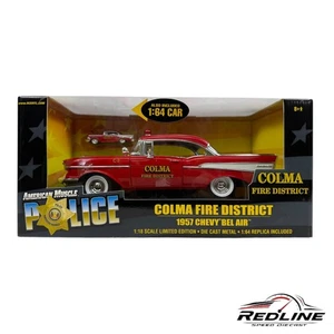 🔥🔥American Muscle Police Colma Fire District 1957 Chevy Bel Air 1:18 C3🔥🔥 - Picture 1 of 7