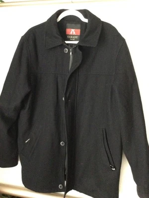 Kakadu Mens Jacket Color Black Size Large Zipper Pockets Wool - Image 1 of 4