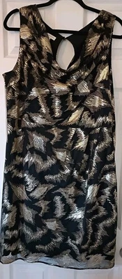 MONSOON BLACK & GOLD SEQUINED EVENING COCKTAIL DRESS SIZE 18 - Image 1 of 4