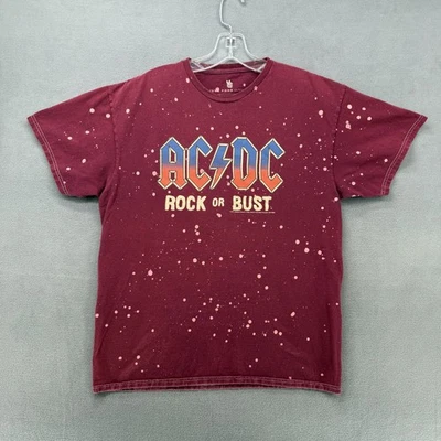 Camiseta Comida Chatarra Para Hombres Mediana Algodón Borgoña ACDC Rock Or Busto Gráfico Camiseta Foto 1 de 4