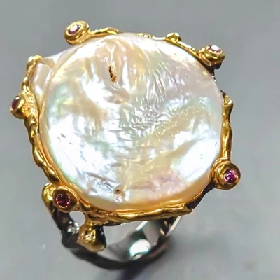 New Arrived Natural Baroque Pearl Ring 925 Sterling Silver Size 8.5 /R442160 - Image 1 of 4