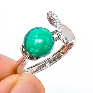 Azurite Malachite Silver Plated Plated Ring Adjustable (R56_RFND)|Christmas Gift - Picture 1 of 3