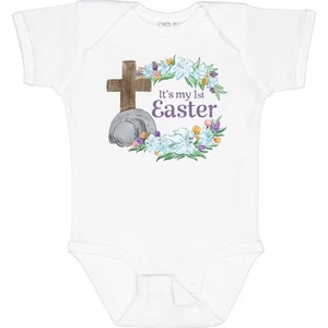 Inktastic It's My 1st Easter With Cross And Flowers Baby Bodysuit Kids East Cute - Picture 1 of 5